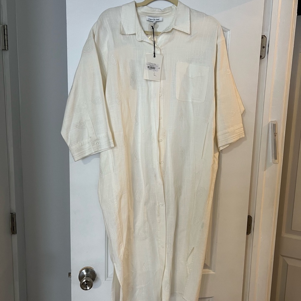 White Button-Up Shirt Dress